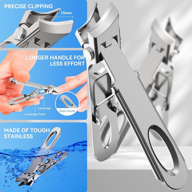 INXENG Toenail Clippers for Seniors Thick Toenails, Sharp Toe Nail Clippers Set for Men Women, Heavy Duty Fingernail Clipper Pedicure Tools for Feet, Professional Manicure and Pedicure Kit with Nail Scissors - Image 3